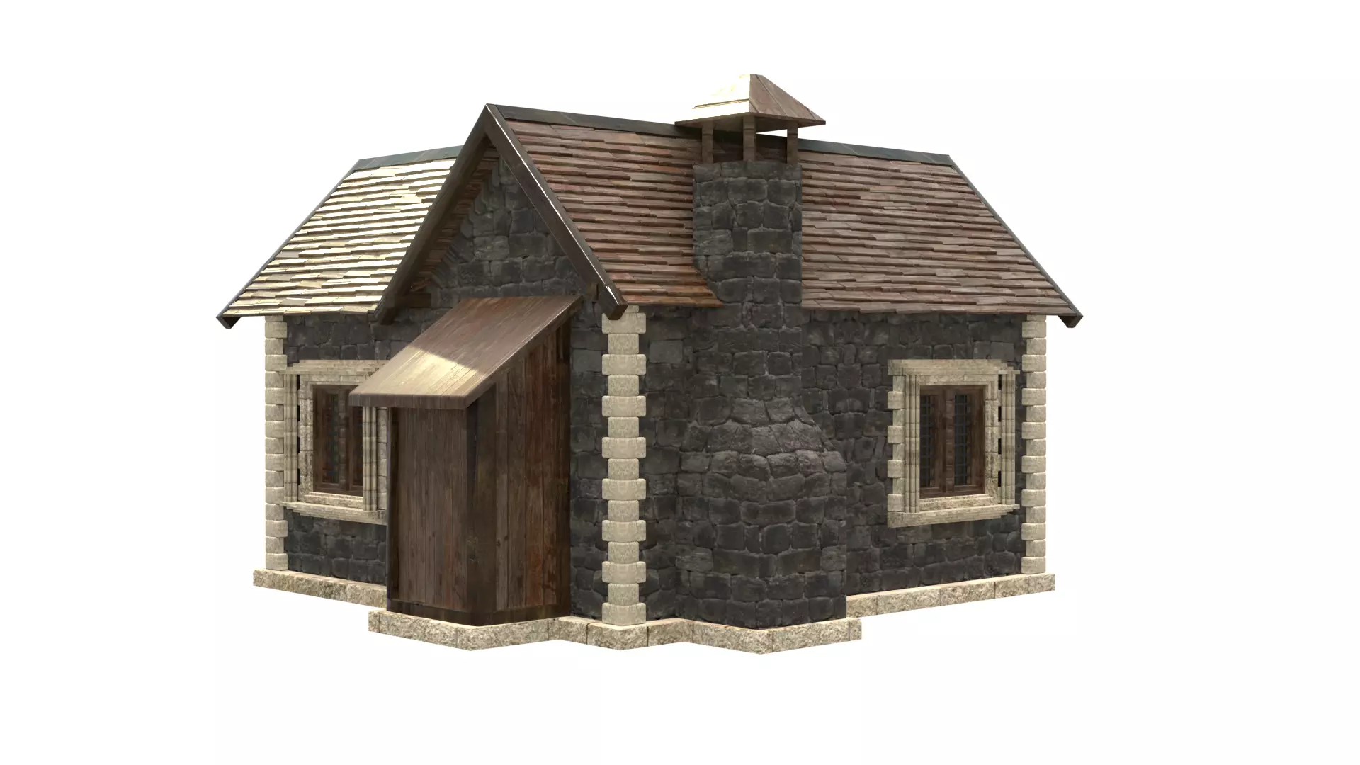medieval house low poly city town residential house  5 3D model_4