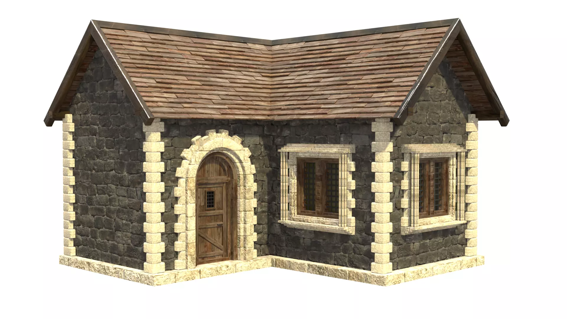 medieval house low poly city town residential house  5 3D model_8