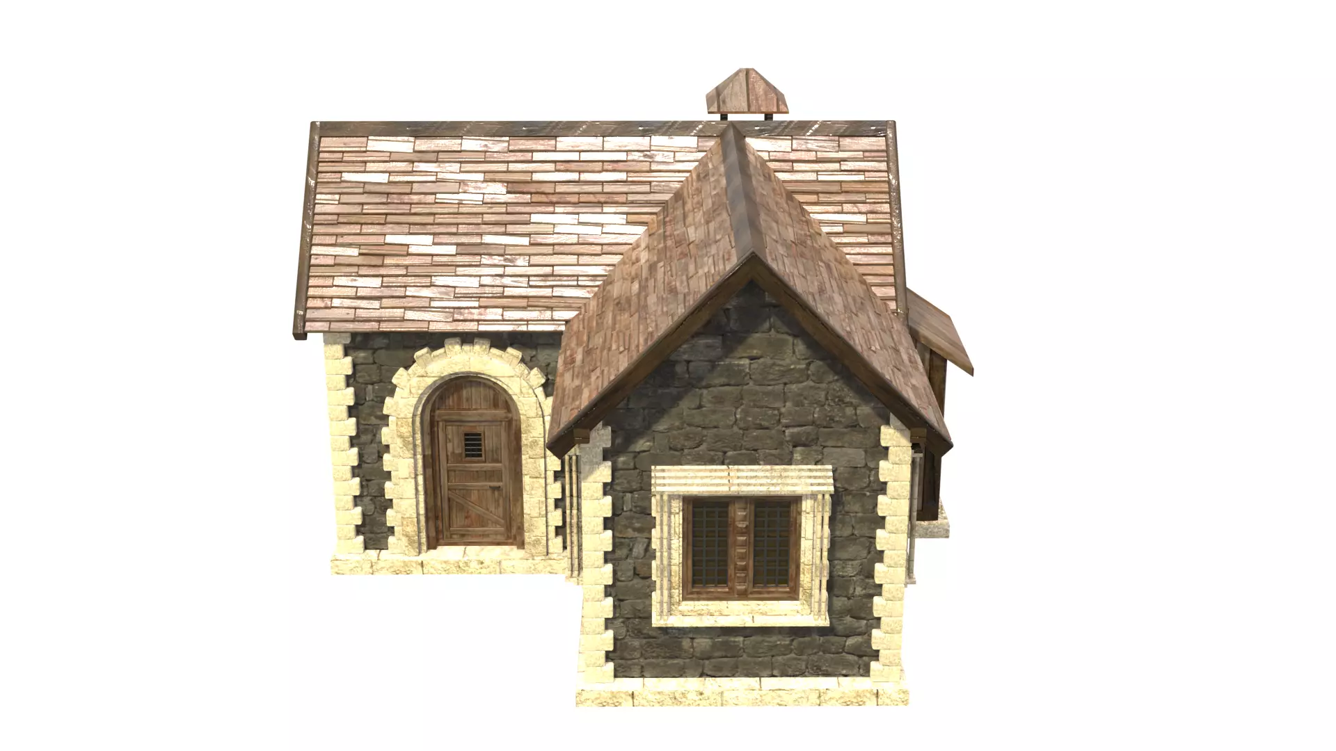 medieval house low poly city town residential house  5 3D model_1