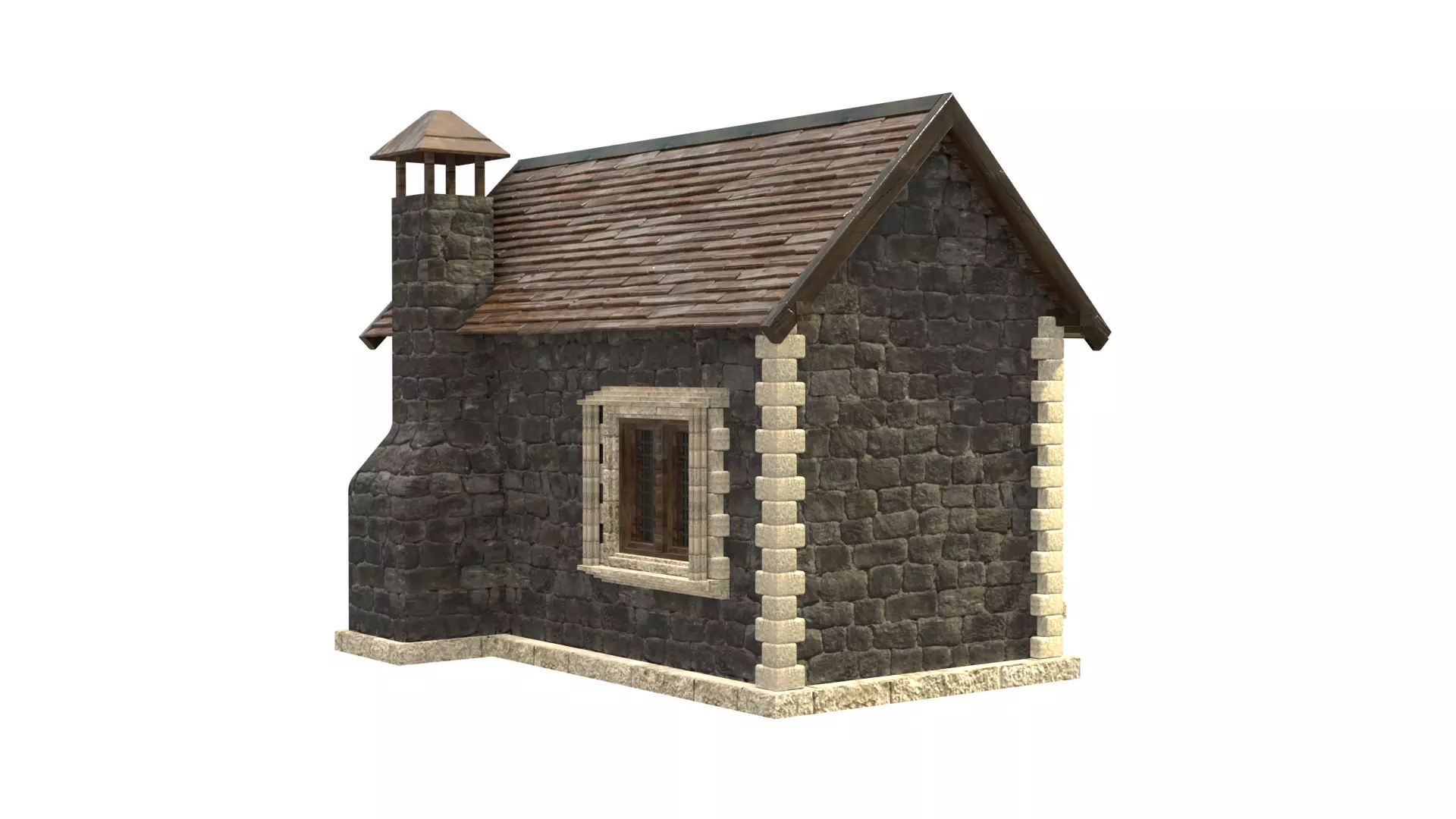 medieval house low poly city town residential house  5 3D model_6
