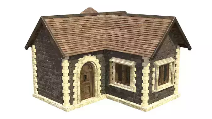 medieval house low poly city town residential house  5 3D model
