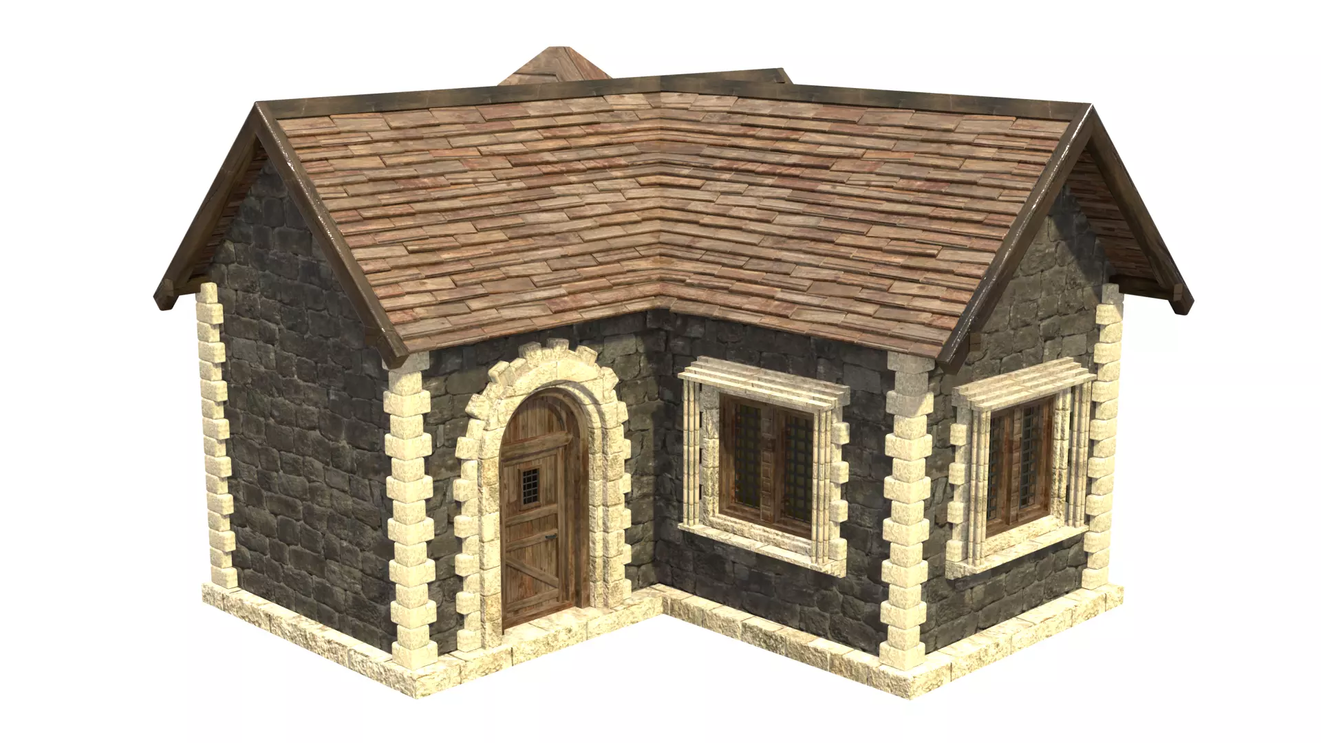 medieval house low poly city town residential house  5 3D model_0