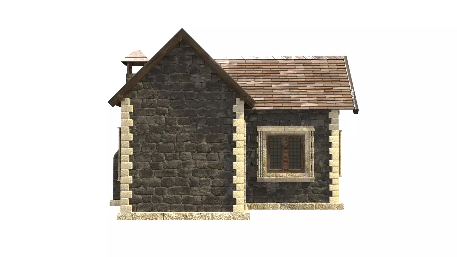 medieval house low poly city town residential house  5 3D model_7