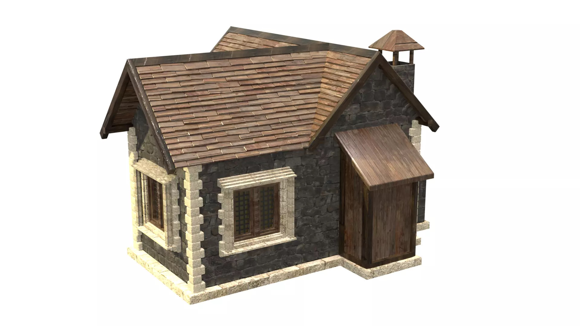 medieval house low poly city town residential house  5 3D model_2