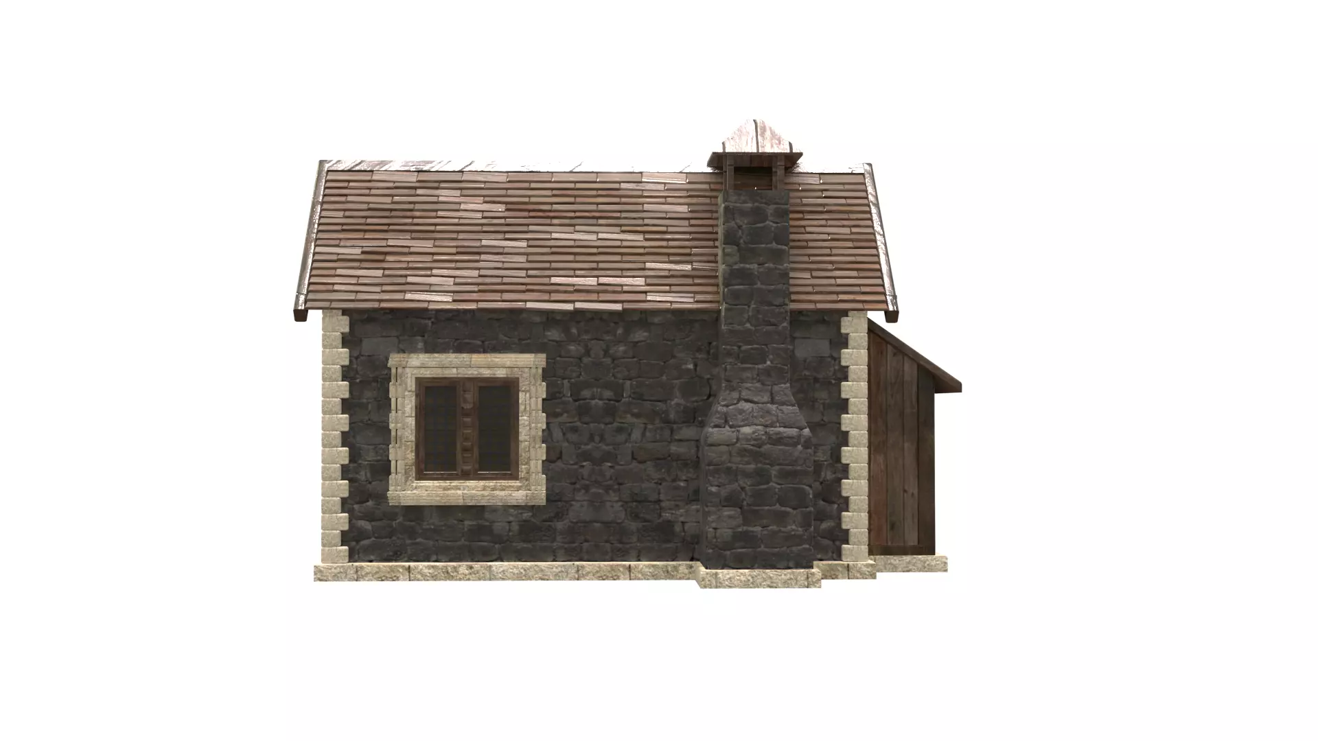 medieval house low poly city town residential house  4 3D model_5