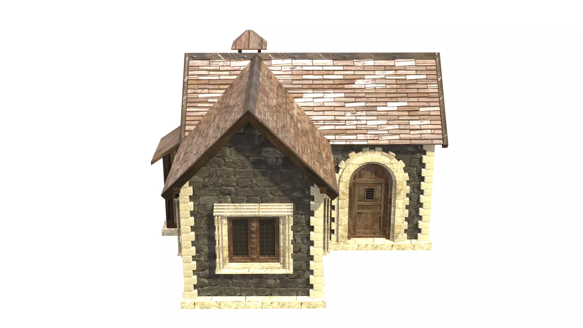 medieval house low poly city town residential house  4 3D model_1