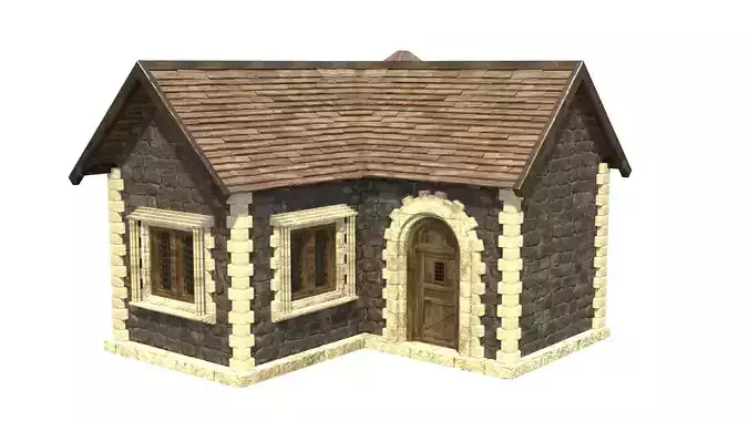 medieval house low poly city town residential house  4 3D model