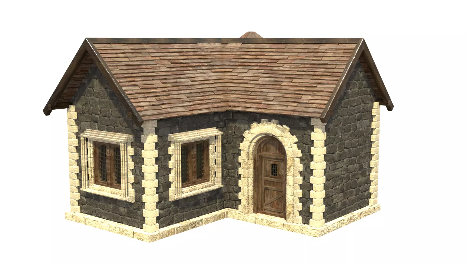 medieval house low poly city town residential house  4 3D model_0