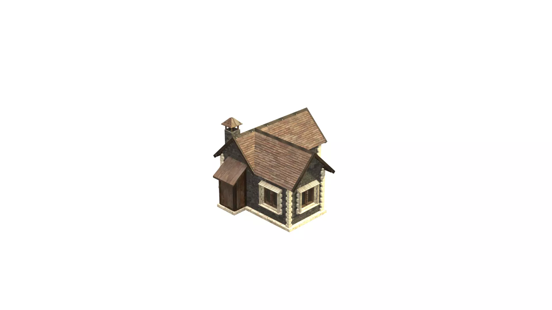 medieval house low poly city town residential house  4 3D model_9