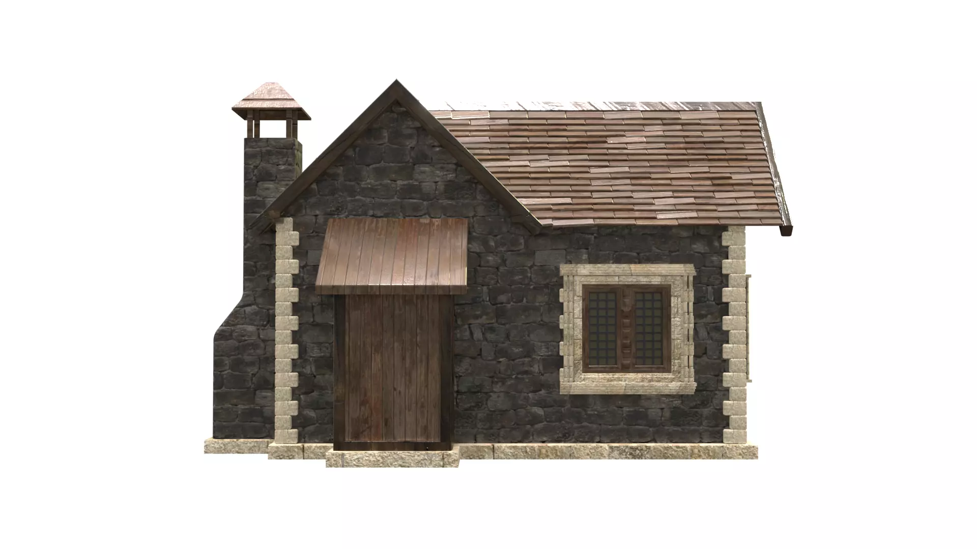 medieval house low poly city town residential house  4 3D model_7