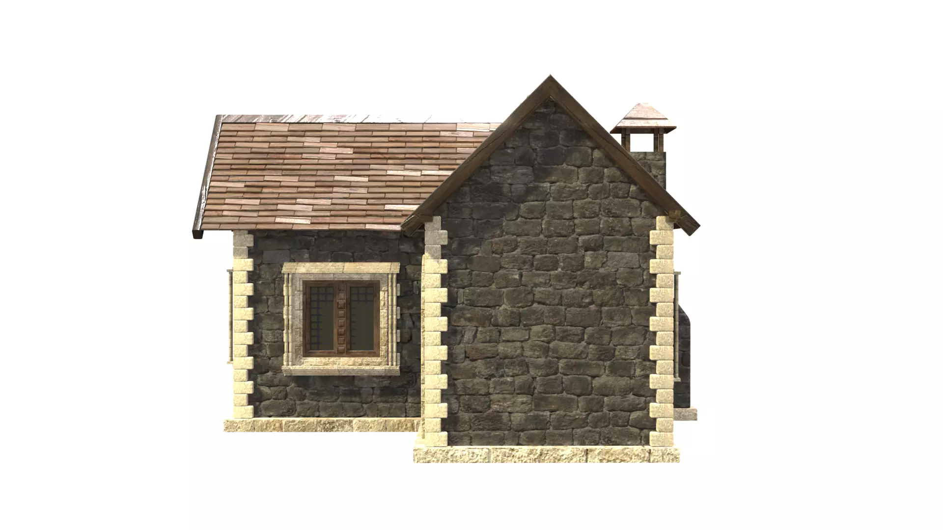 medieval house low poly city town residential house  4 3D model_3