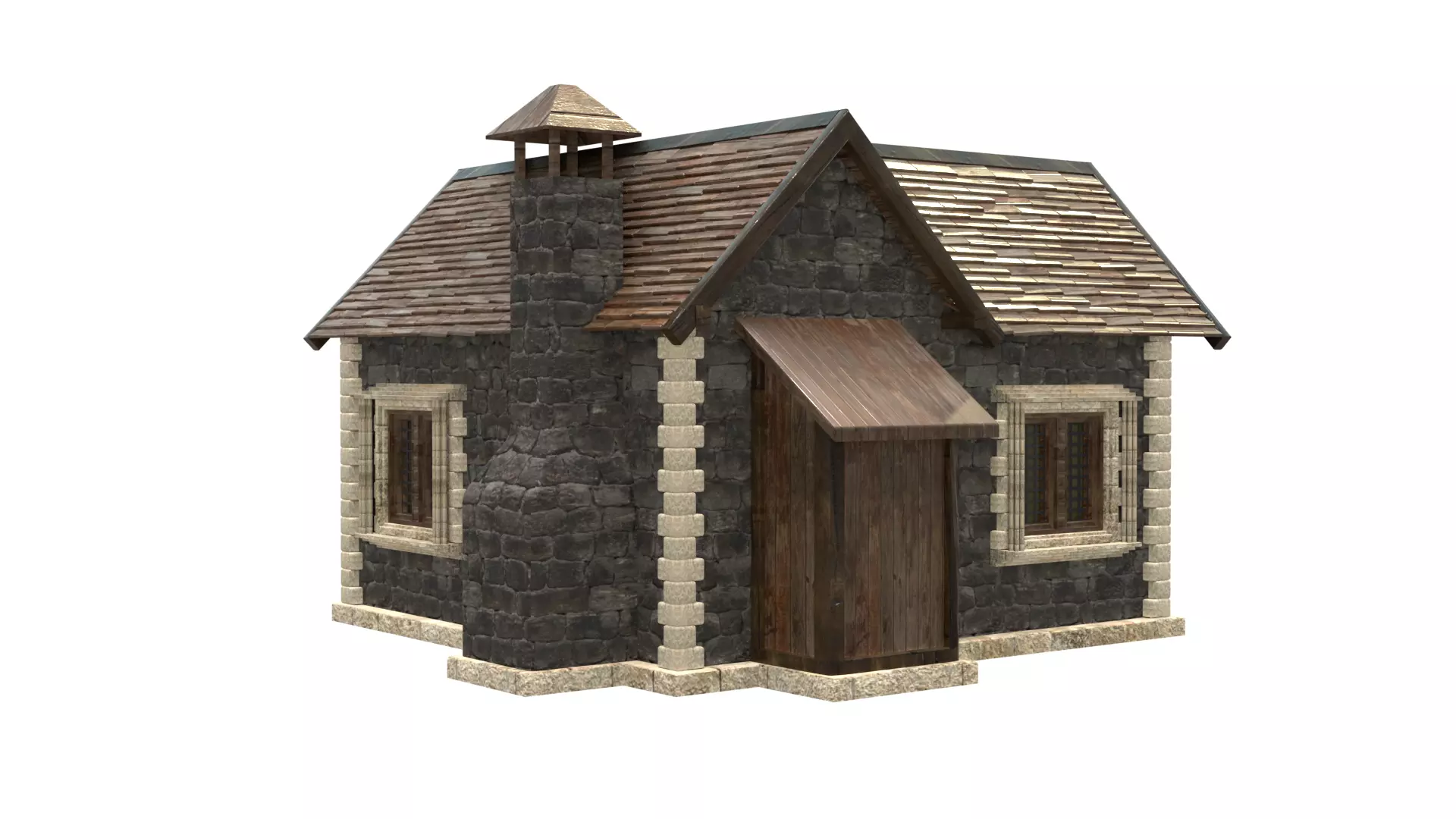 medieval house low poly city town residential house  4 3D model_6