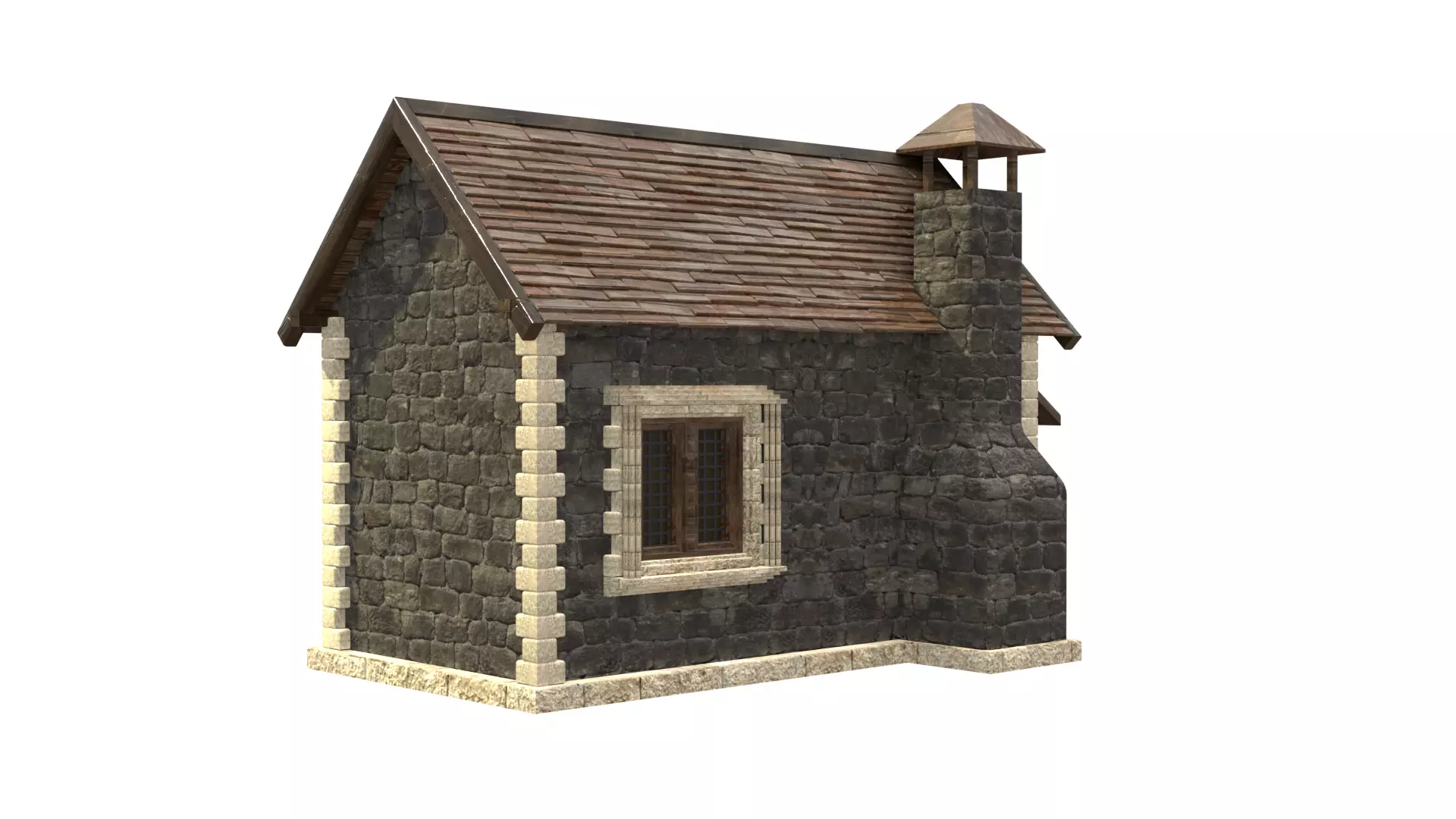 medieval house low poly city town residential house  4 3D model_4