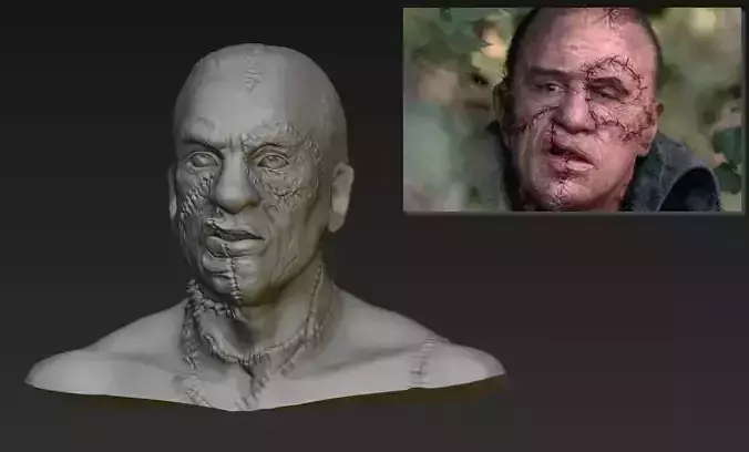 Robert De Niro Frankenstein monster head 3D model