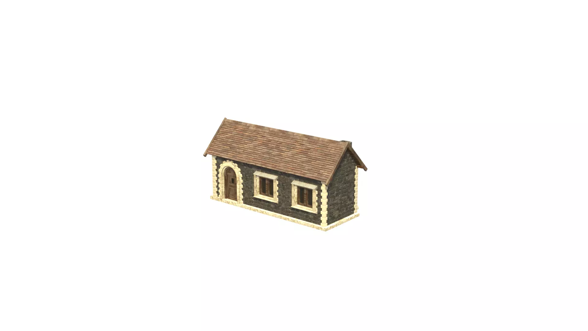 medieval house low poly city town residential house  3 3D model_9