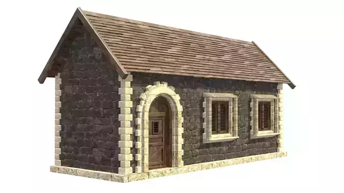 medieval house low poly city town residential house  3 3D model