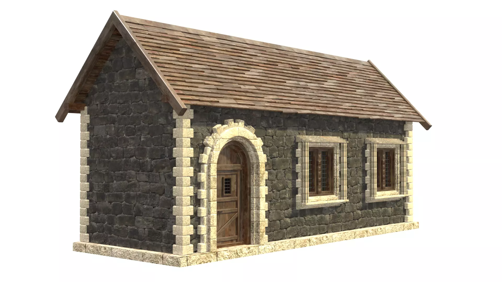 medieval house low poly city town residential house  3 3D model_0