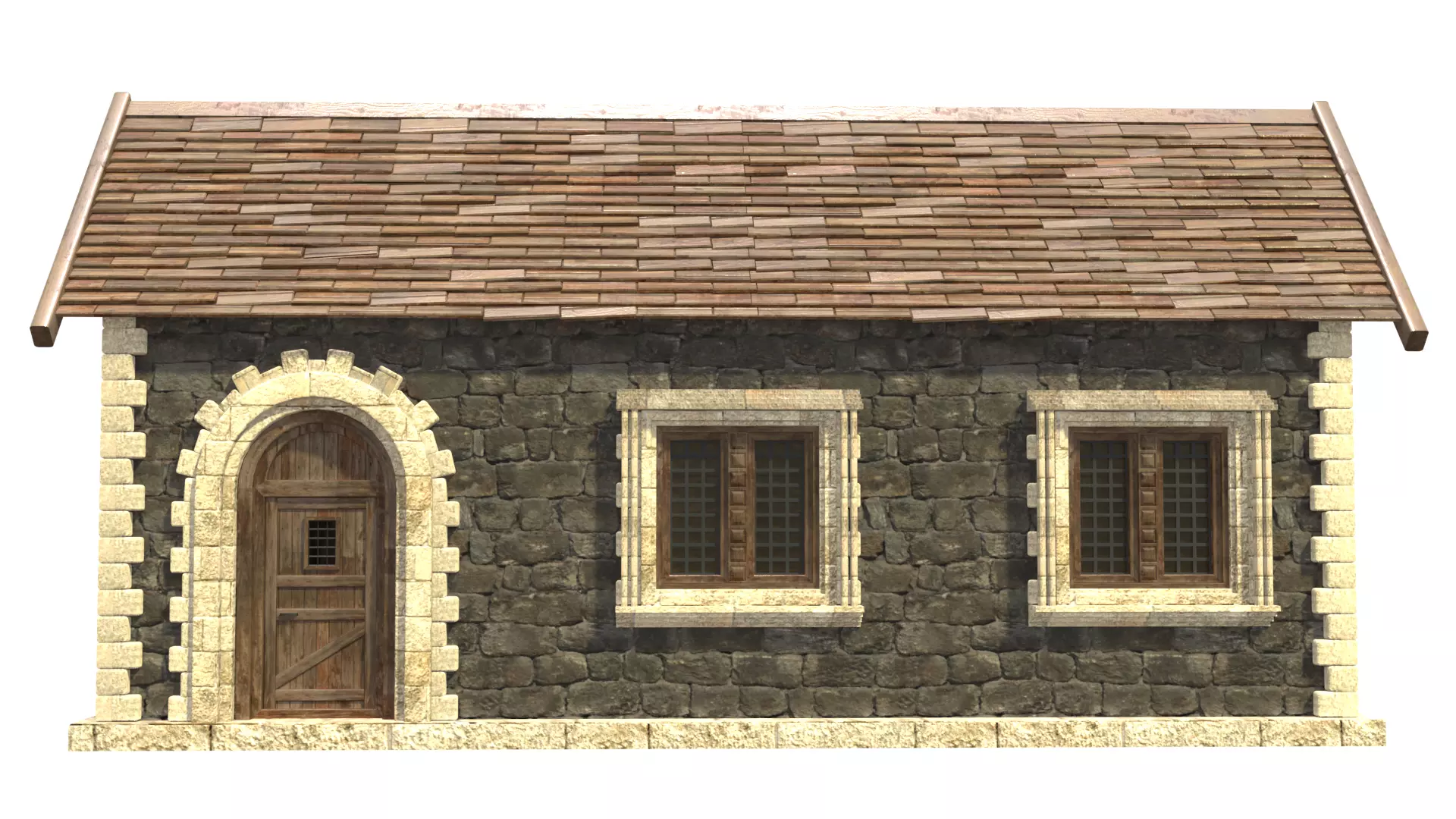 medieval house low poly city town residential house  3 3D model_8