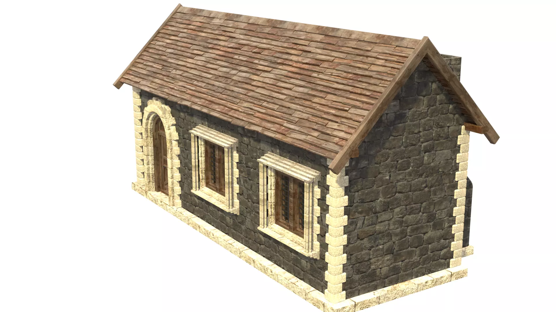 medieval house low poly city town residential house  3 3D model_2