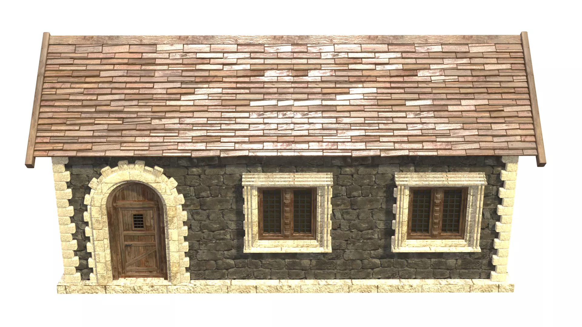 medieval house low poly city town residential house  3 3D model_1