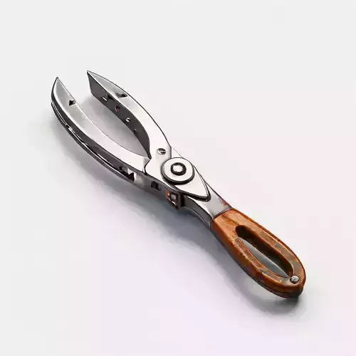 Realistic Metal and Wood Tongs Low-poly 3D model