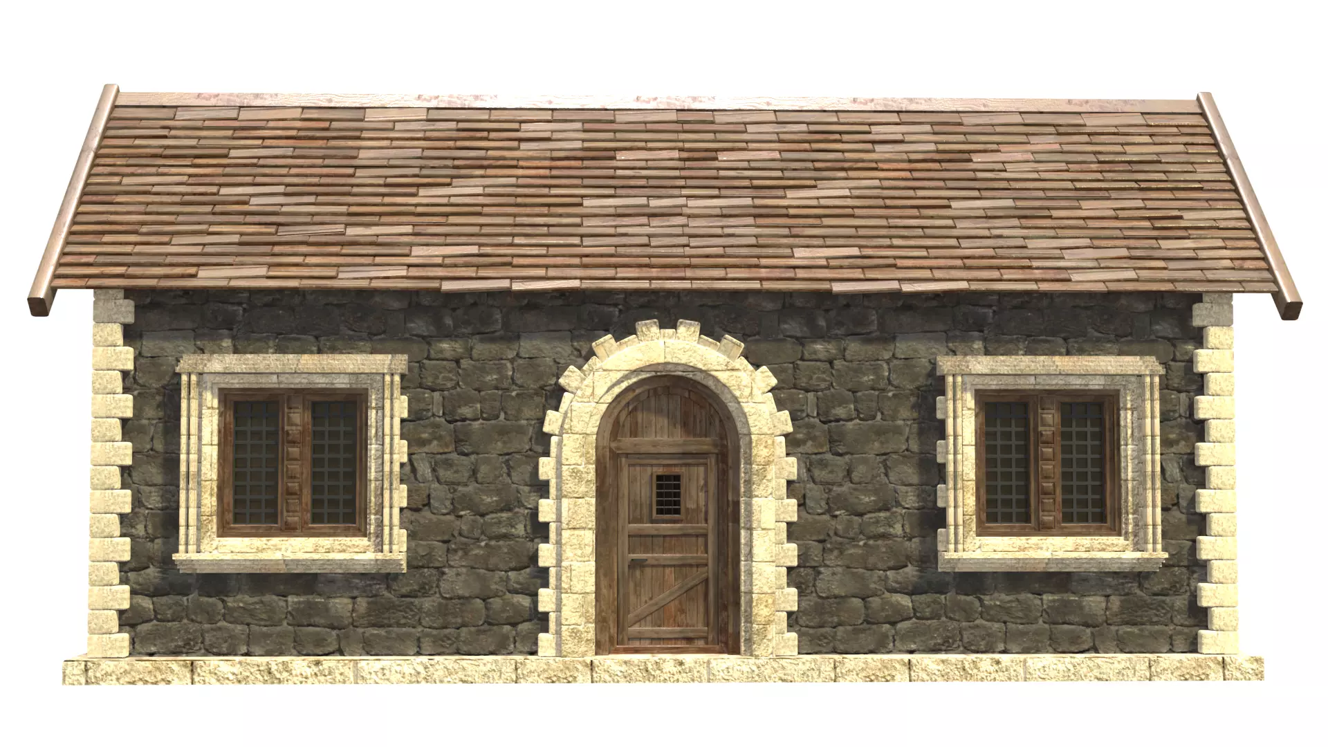 medieval house low poly city town residential house  2 3D model_1
