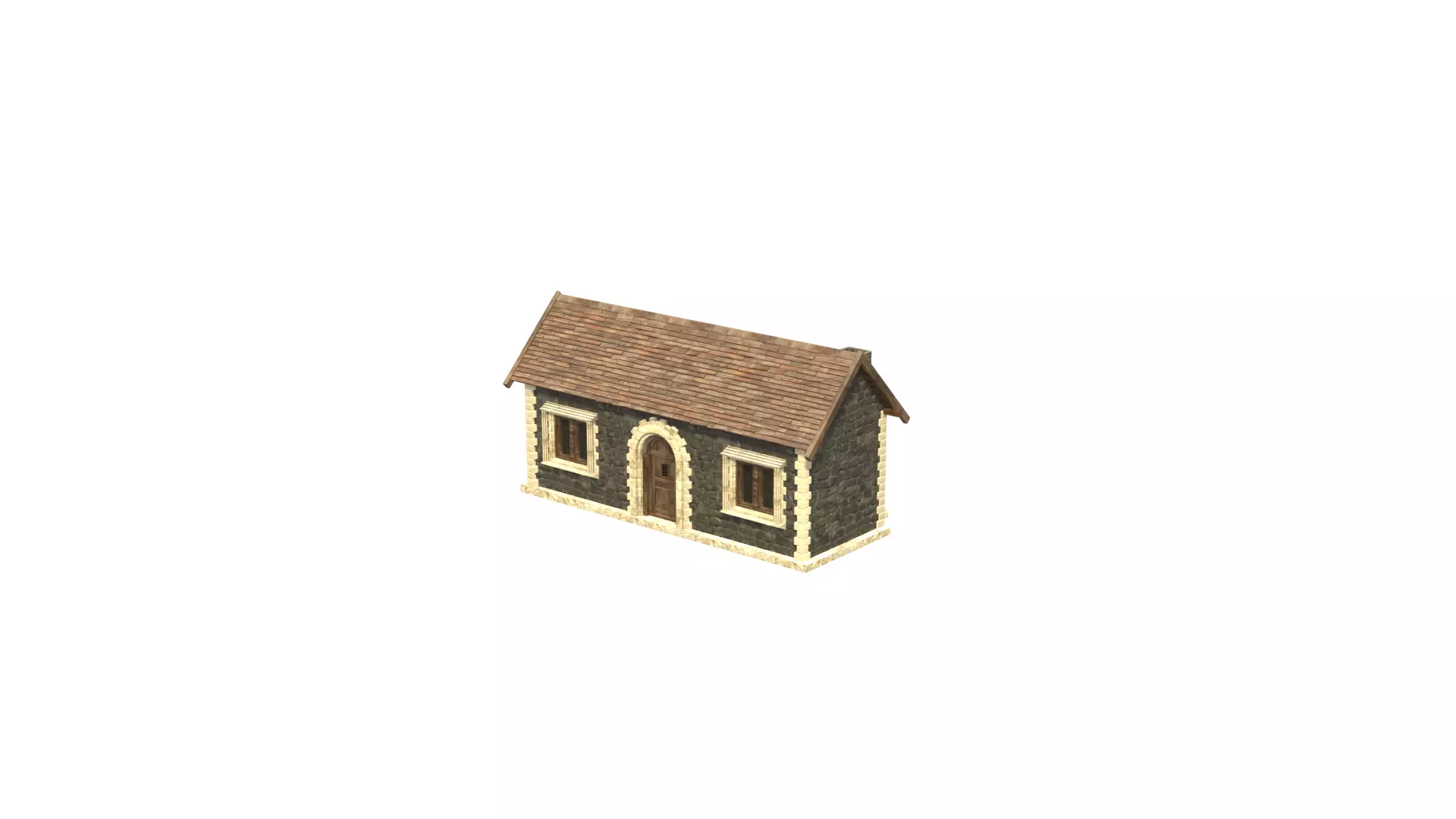 medieval house low poly city town residential house  2 3D model_9