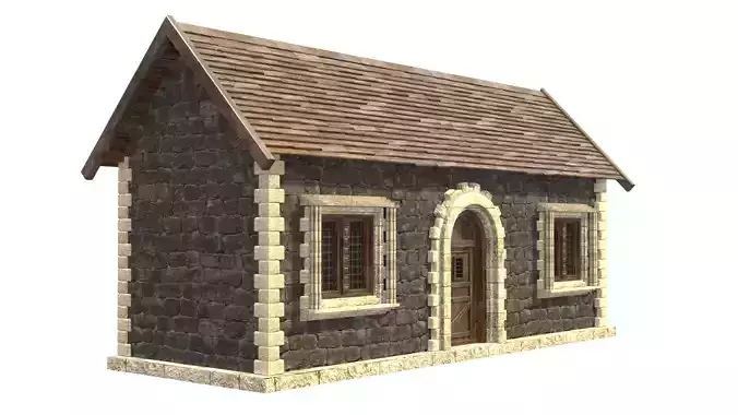 medieval house low poly city town residential house  2 3D model