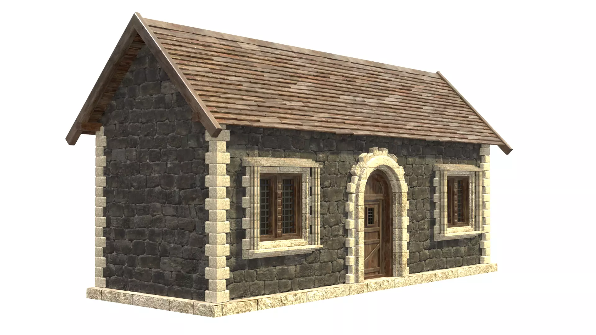 medieval house low poly city town residential house  2 3D model_0