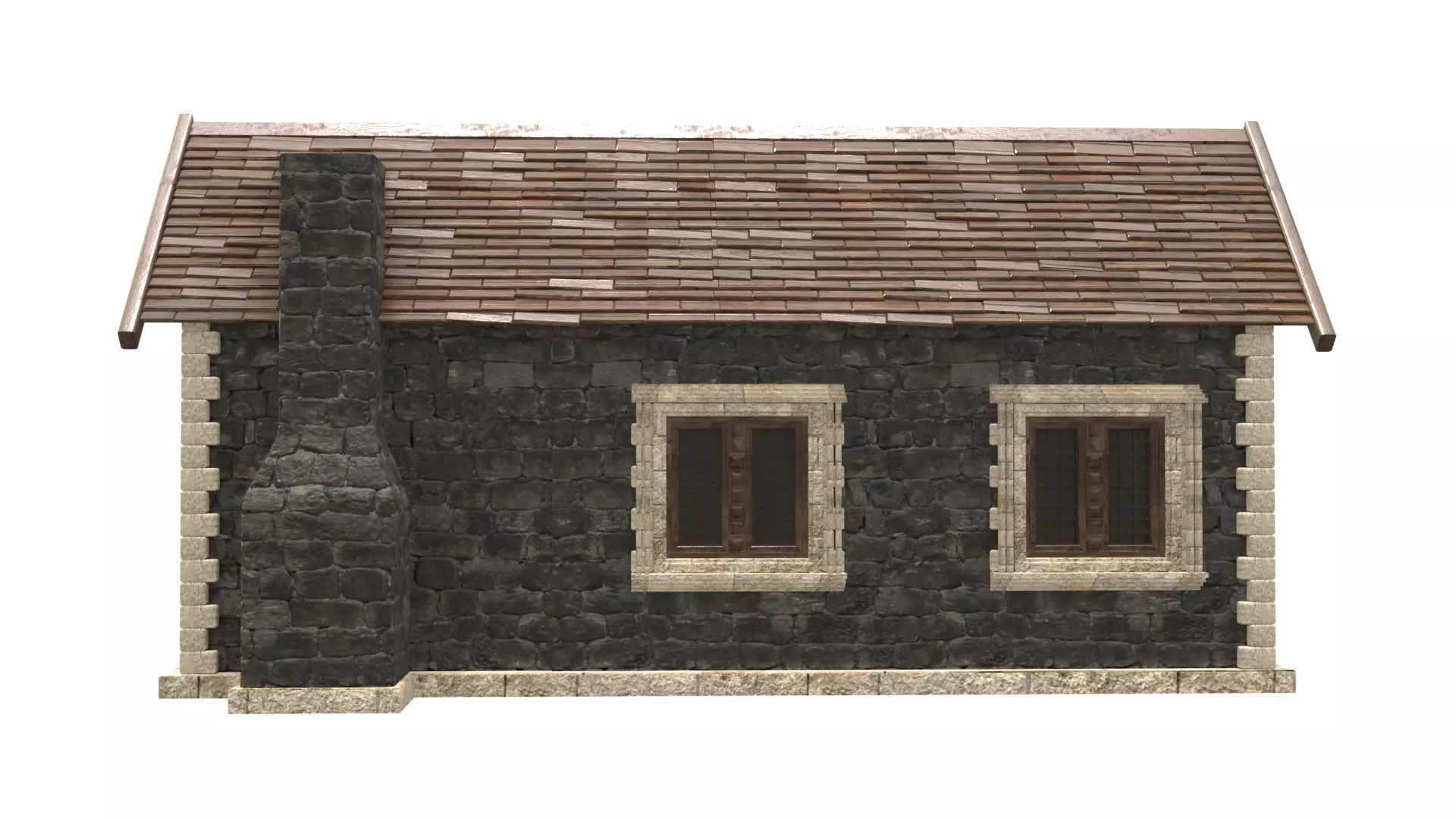 medieval house low poly city town residential house  2 3D model_6