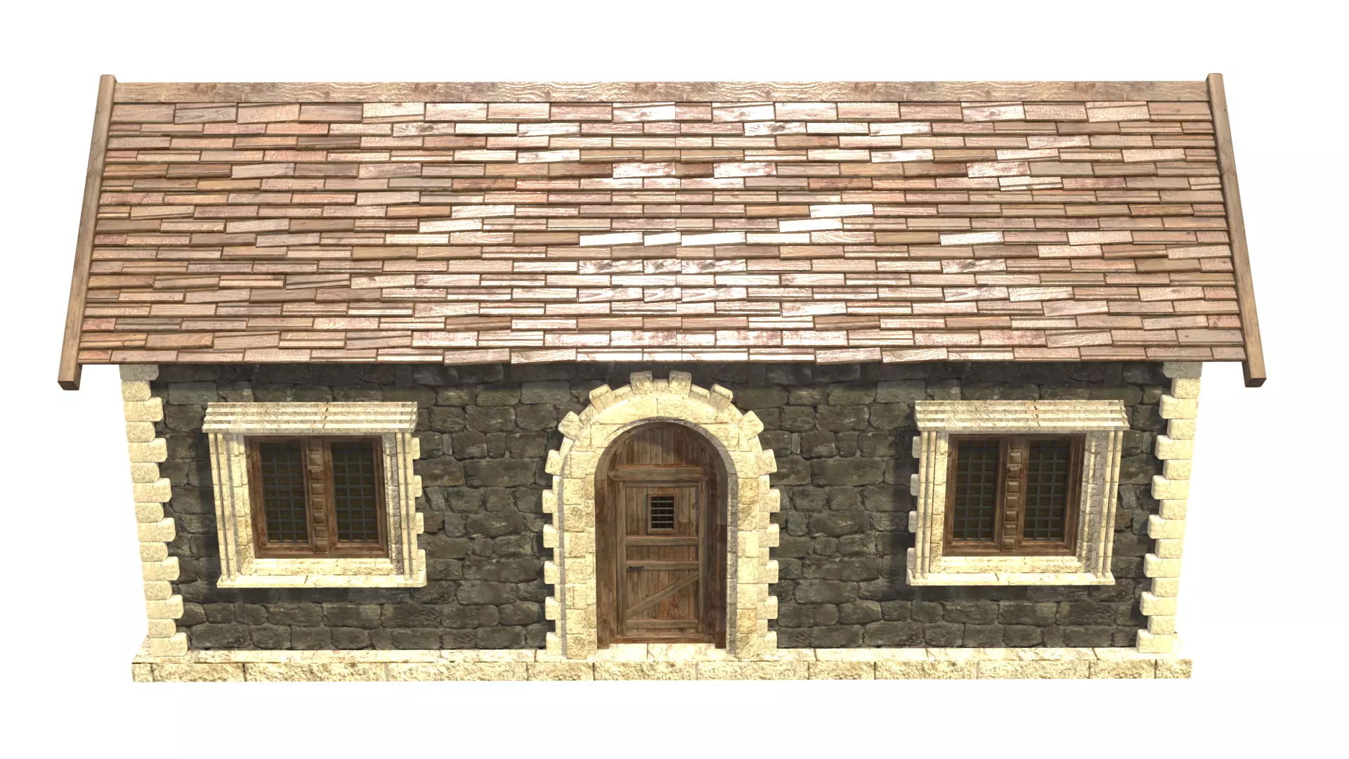 medieval house low poly city town residential house  2 3D model_2