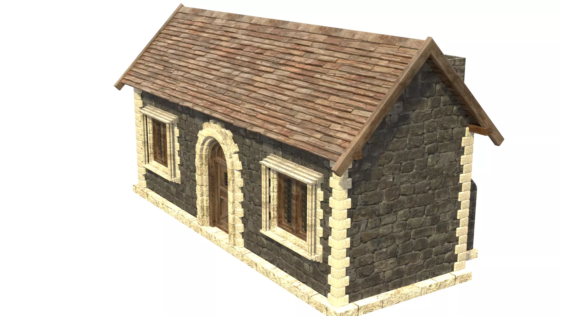 medieval house low poly city town residential house  2 3D model_3
