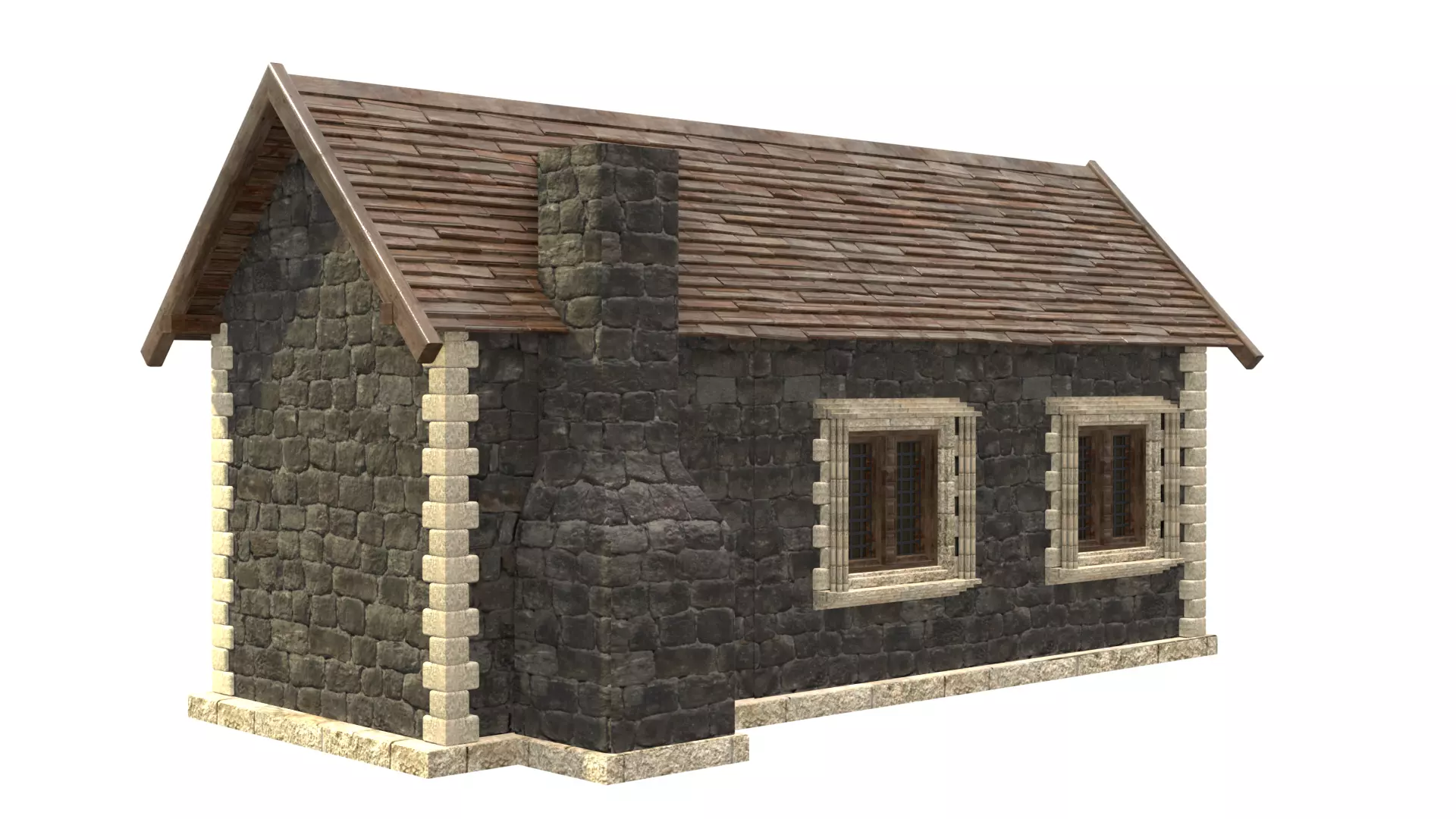medieval house low poly city town residential house  2 3D model_5