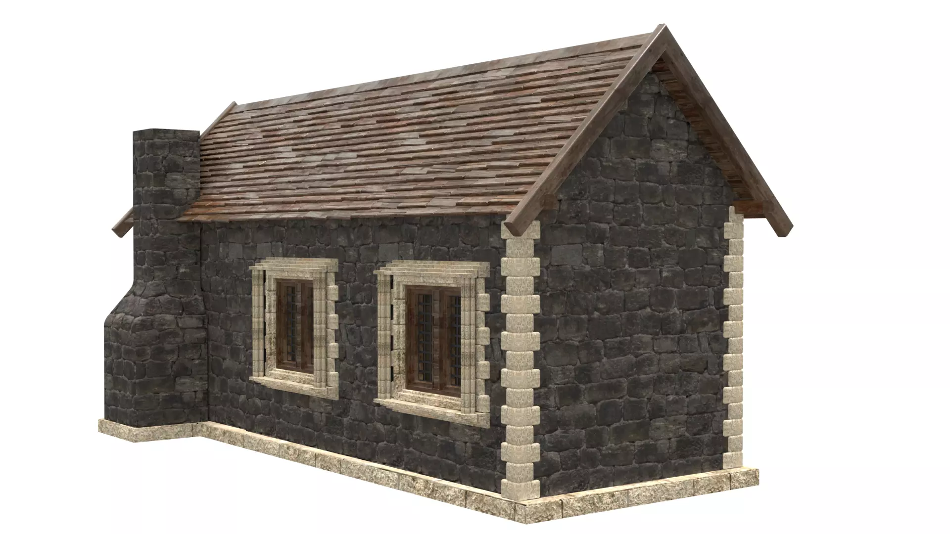medieval house low poly city town residential house  2 3D model_7
