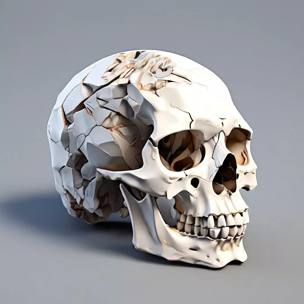 Fractured Human Skull 3D Model Low-poly 3D model