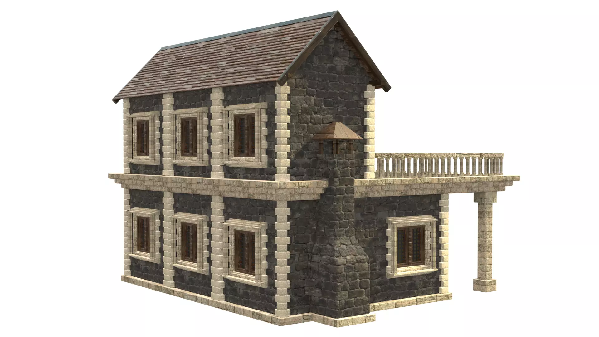 medieval house low poly city town residential house  13 3D model_6