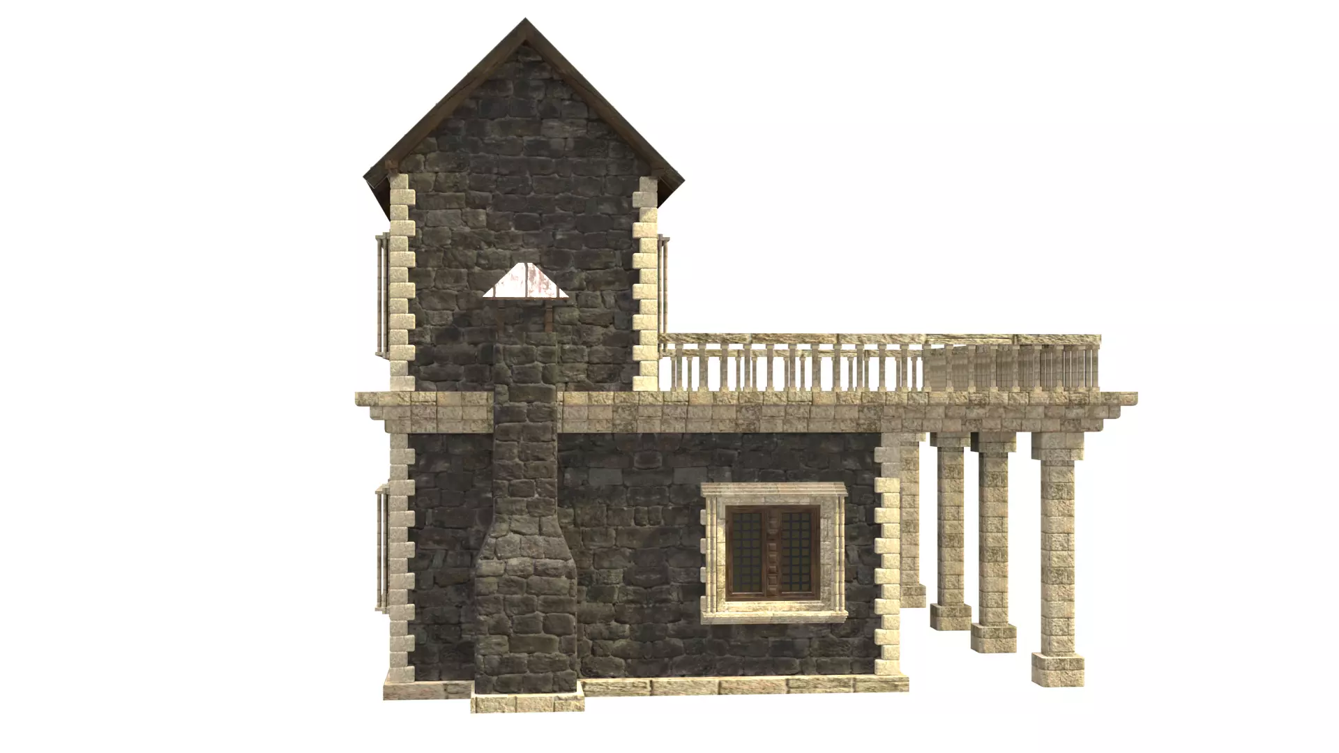 medieval house low poly city town residential house  13 3D model_7