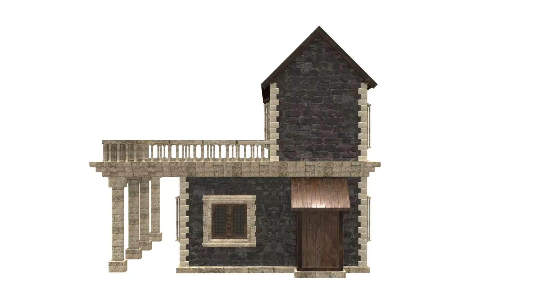 medieval house low poly city town residential house  13 3D model_3