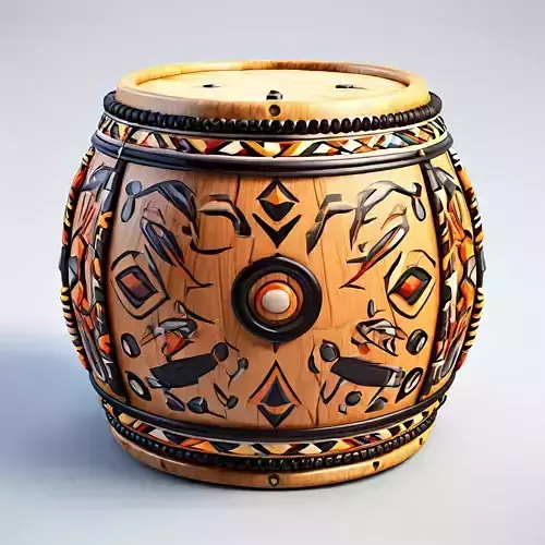 Stylized Tribal Wooden Barrel