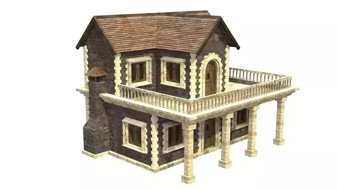 medieval house low poly city town residential house  12 3D model