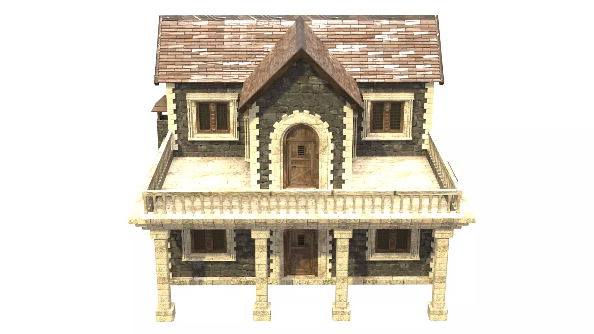 medieval house low poly city town residential house  12 3D model_1