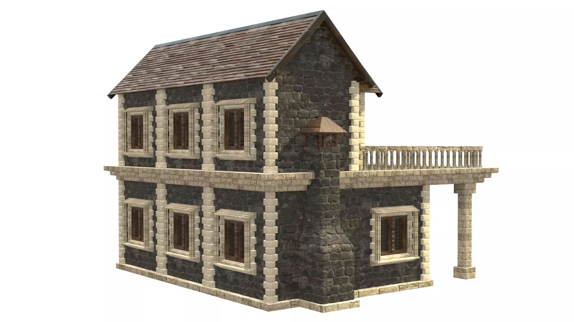 medieval house low poly city town residential house  12 3D model_6