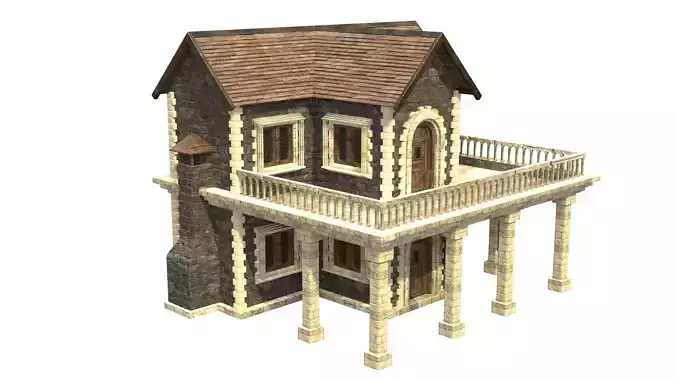 medieval house low poly city town residential house  11 3D model
