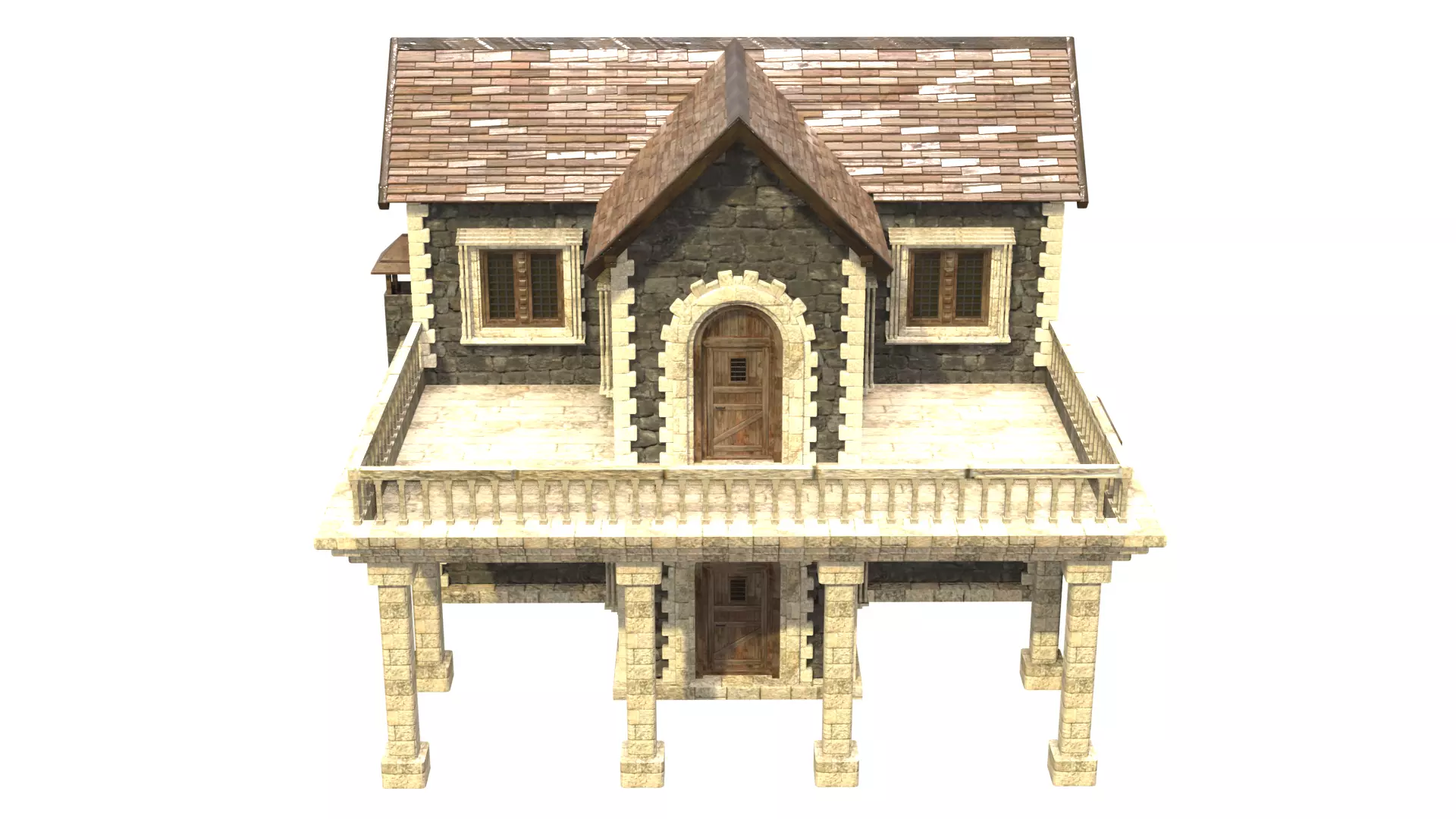 medieval house low poly city town residential house  11 3D model_1