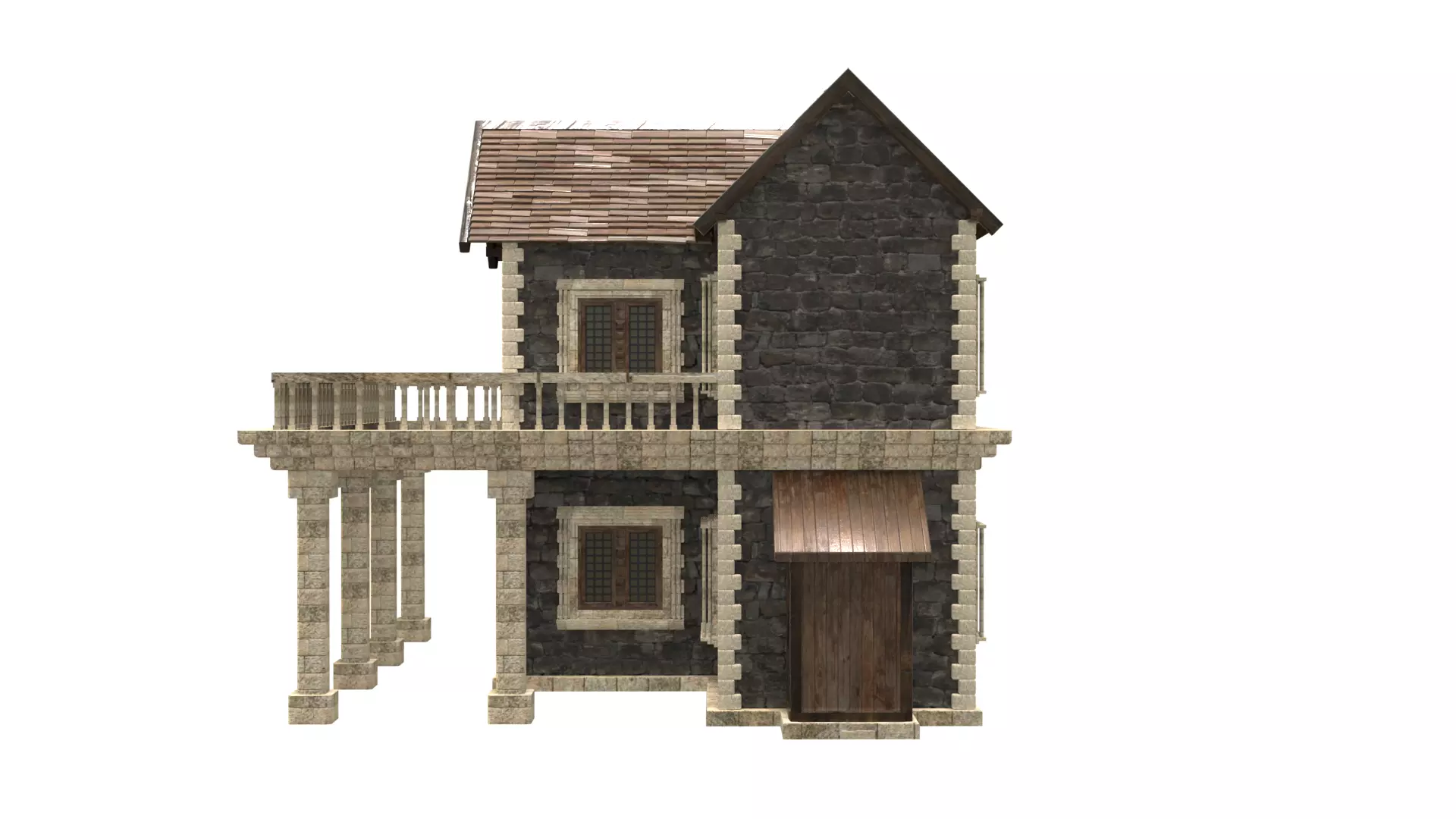 medieval house low poly city town residential house  11 3D model_3