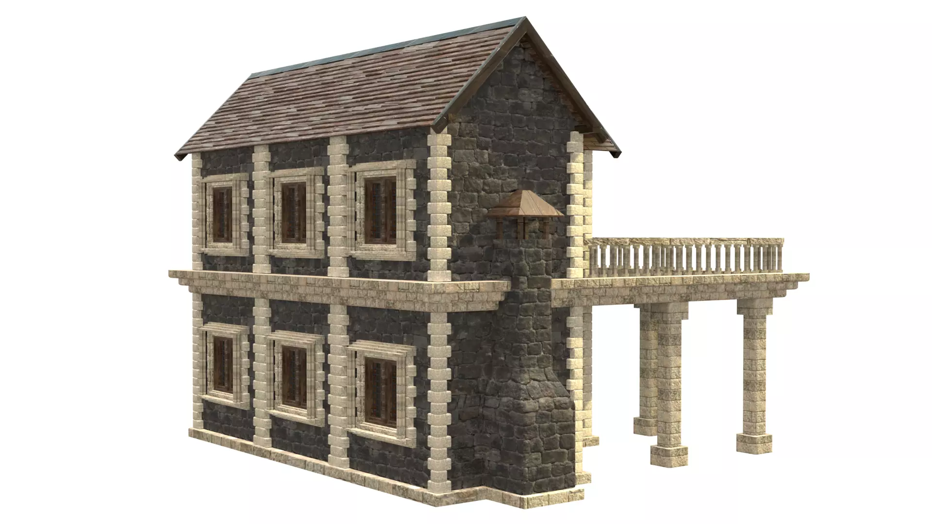 medieval house low poly city town residential house  11 3D model_6