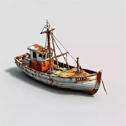 Rusty Fishing Trawler 3D Model Low-poly 3D model