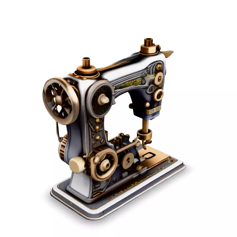 Steampunk Sewing Machine 3D Model Low-poly 3D model_4