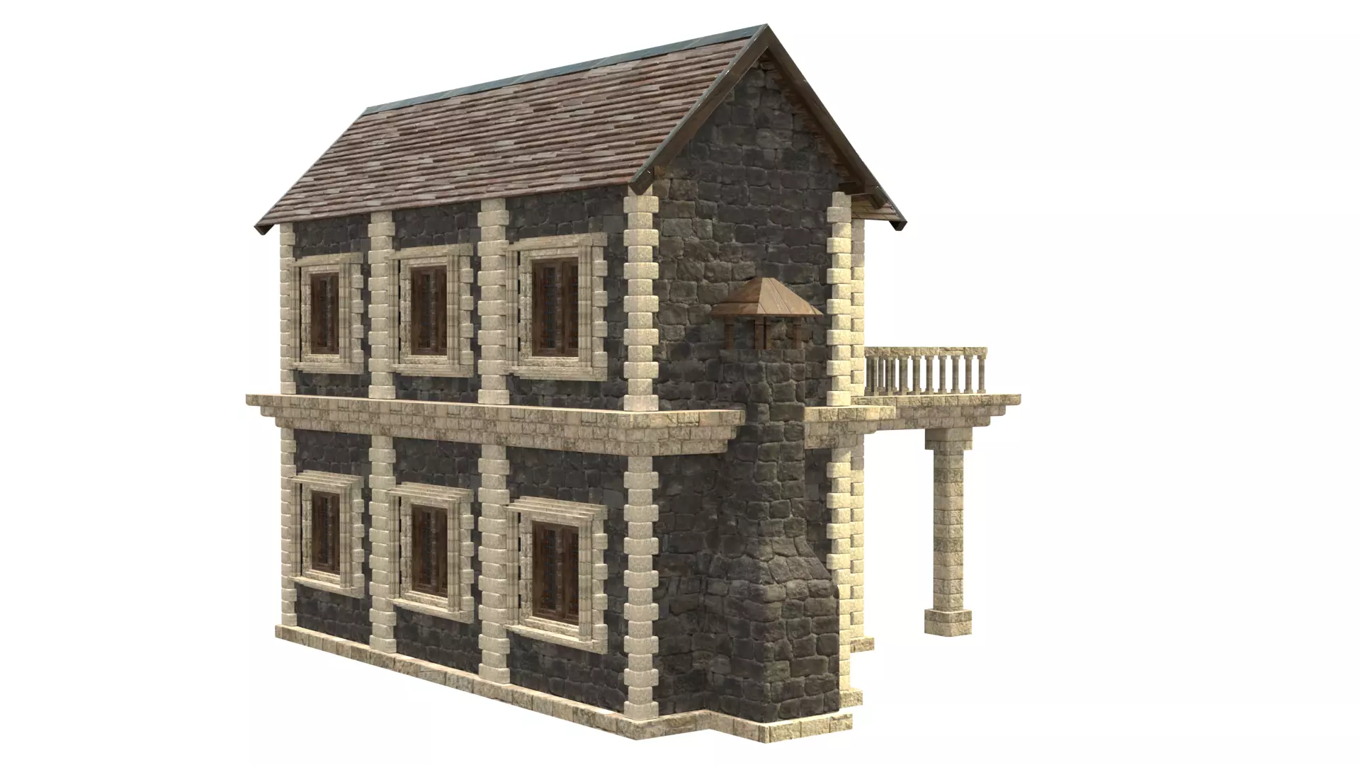 medieval house low poly city town residential house  10 3D model_6