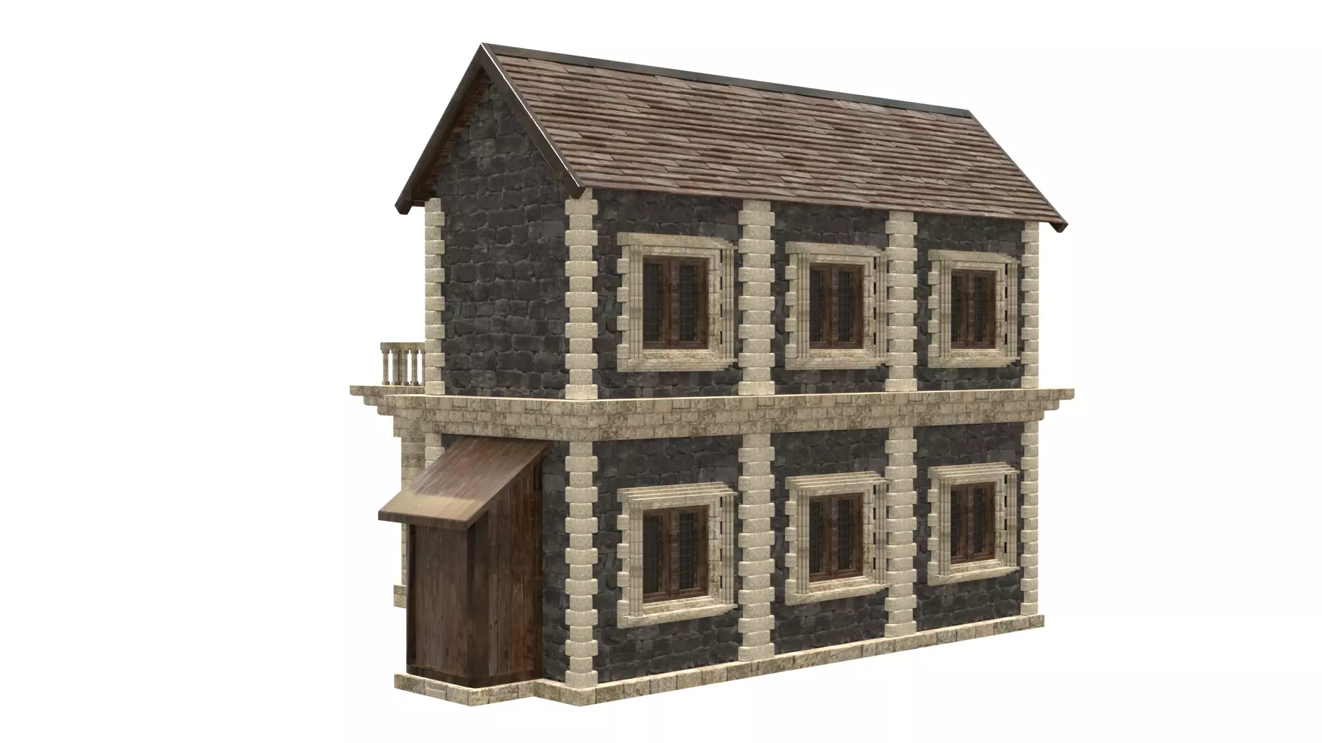 medieval house low poly city town residential house  10 3D model_4